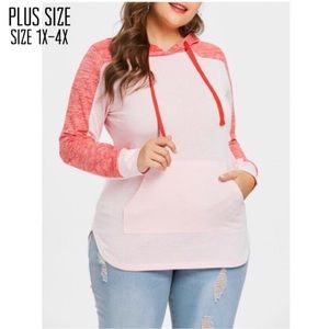 Tops - Plus Size Two Toned Hoodie Tops - Plus Size Two Toned Hoodie